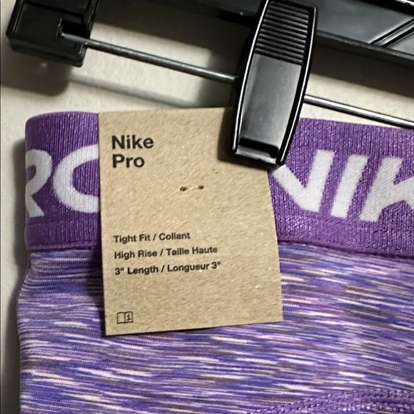 Nike Pro Women's Tight Fit High Rise 3” Heathered Purple Athletic Shorts Small - Picture 6 of 7